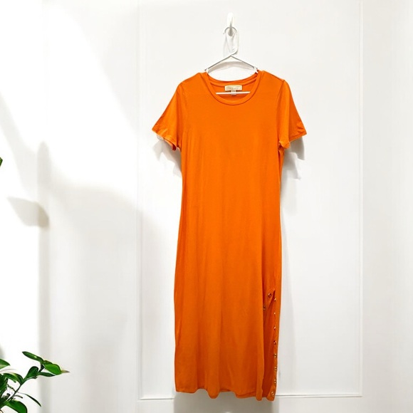 MICHAEL Michael Kors Dresses & Skirts - MICHAEL Michael Kors Women’s Orange Cotton Short Sleeves Maxi Dress Size L